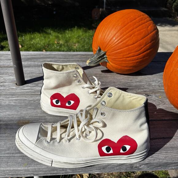 Size 12 - Converse Comme des Garçons Play x Chuck 70 2015 High Milk - Picture 1 of 5